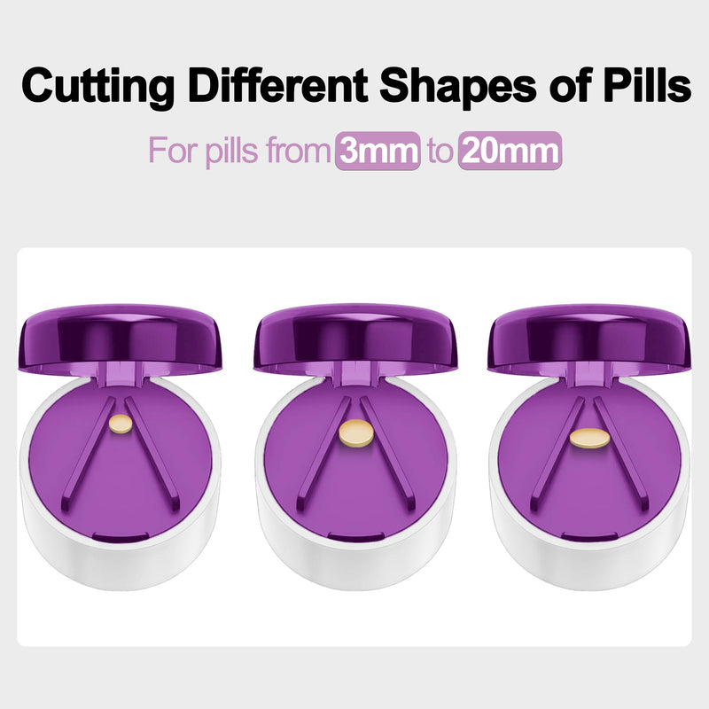 DUBSTAR 3-in-1 Pill Crusher Pill Grinder, Pill Crusher Fine Powder with Brush, Pill Crushers for Elderly with Pill Cutter and Storage, Pill Cutter Splitter for Small or Large Pills (Purple) Purple