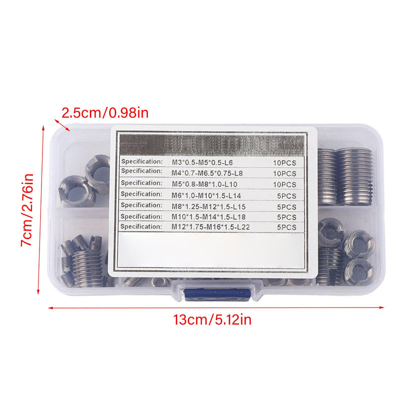 Fafeicy Stainless Steel Thread Insert, 50Pcs 302 Stainless Steel Inner Thread Self Tapping Thread Inserts Set Thread Reinforce Repair Tool, Tapping Inserts, Fafeicyzpiw6q52hg