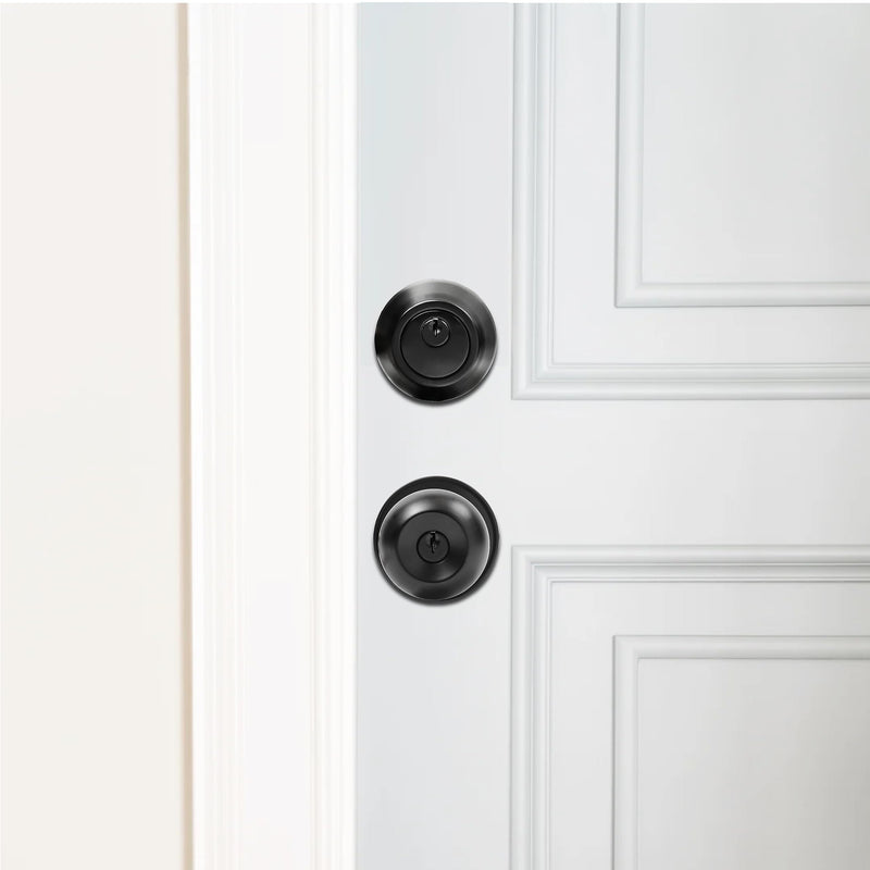Exterior Door Lock Set with Deadbolt, Single Cylinder Deadbolt Lock and Door Knob Set, Keyed Alike Door Locks for Front Door,Matte Black Door Knob and Deadbolt Set(2Pack Set) 2 Pack Matte Black