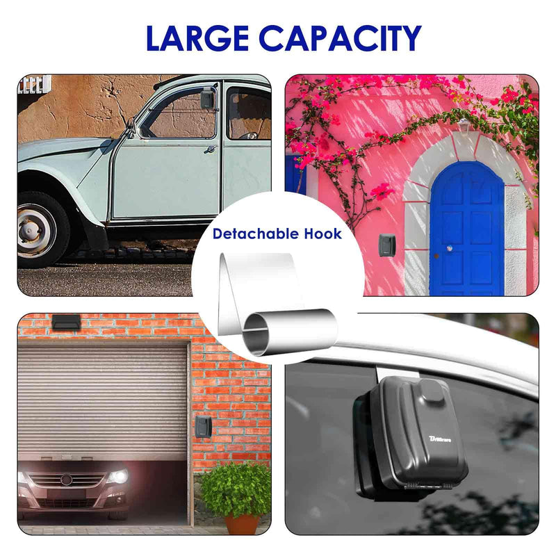 Car Key Lock Box, Waterproof 12-Digit Combination Car Window Lockbox, Metal Wall Mount Resettable Punch Button, Large Capacity for Turo, Ride Share, ID Cards, House Garage Office Spare Keys-Black Black