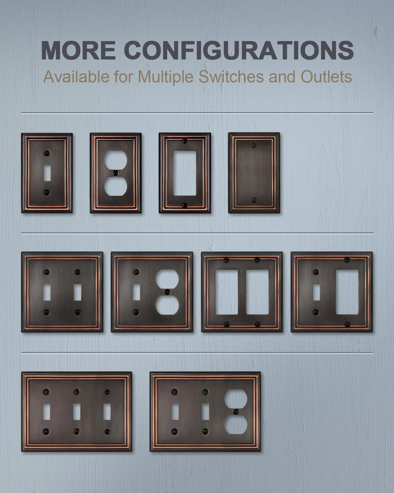 4-Pack Single Toggle Wall Plate, Decorative Aged Bronze Light Switch Cover, Metal Switch Plate Cover, 3.15''*4.88'', Midsize 1 Toggle 4PK - NewNest Australia