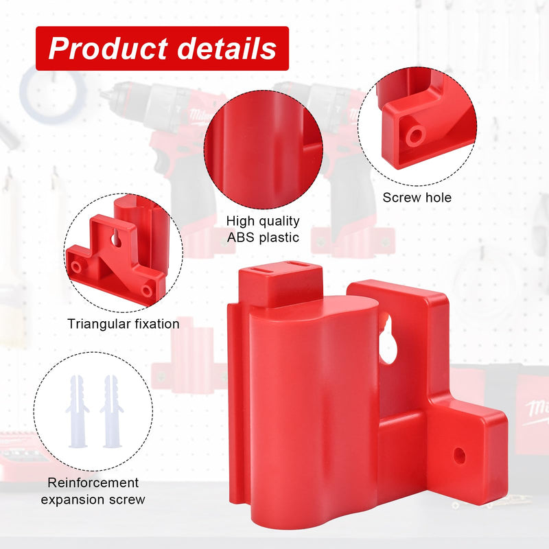 Tool Holders and Battery Holder Compatible Milwaukee M12 12V Wall Mount Plastic Hanger Battery Drill Tool Storage for Shelf Work Van Toolbox with 22 Screws