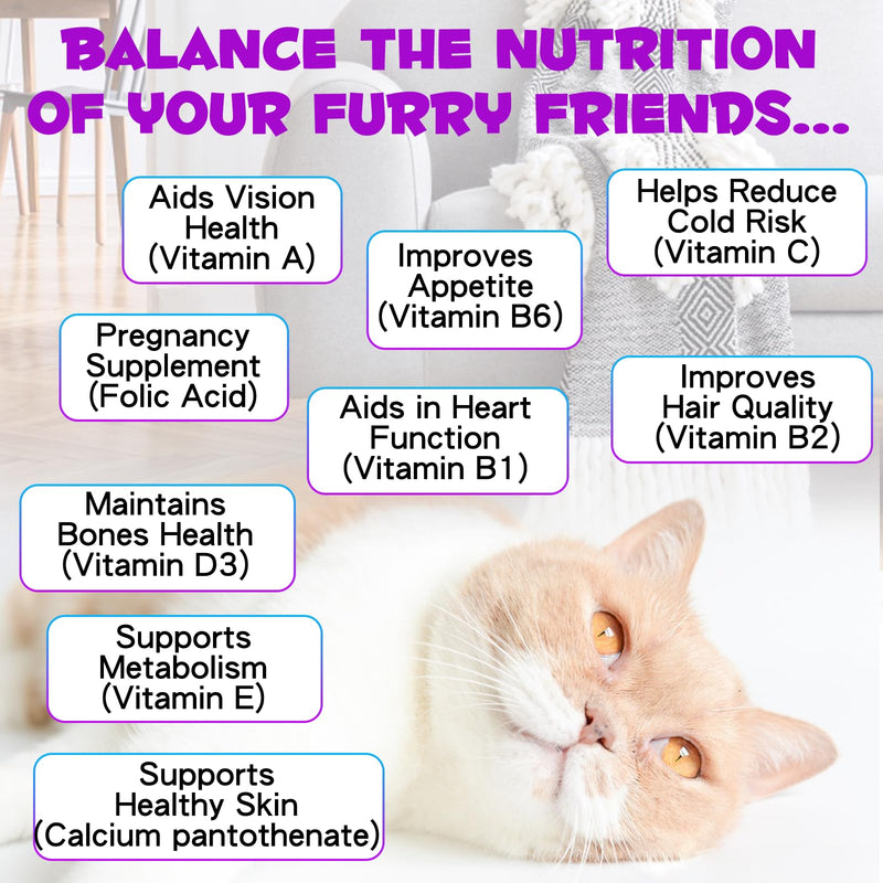 Cat Multivitamin,15 in 1 Cat Vitamins and Supplements, cat Vitamins for Indoor Cats, Liquid Drops for Heart Health, Bones, Joint, Skin & Coat, Immune System Support 60ml 2 fl.oz