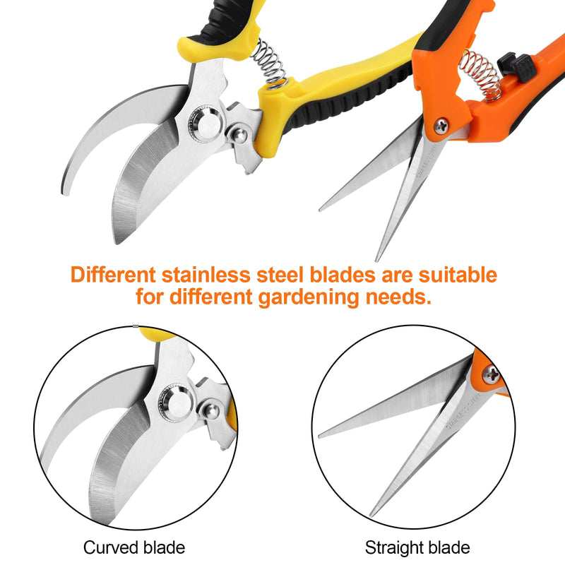 2 Pack Pruning Shears, Garden Shears, Stainless Steel Pruning Shears for Gardening, Garden Clippers, Gardening Tools Scissors with Soft Grip Handle 2 Pack