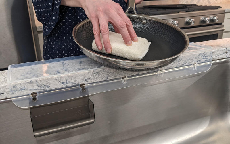 SiliSink XL Silicone Sink Edge Guard for Kitchen Sink - Fits 3.75” - 4” Wide - The Original Silicone Sink Edge Protector with Sponge Caddy - Splash Guard, 20” Clear Diamond 4in x 20in