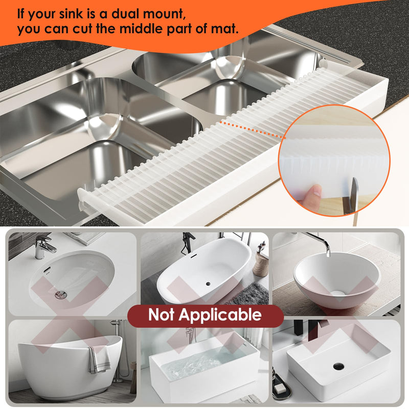 Sink Edge Protectors for Kitchen Sink, Silicone Sink Splash Guard for Kitchen and Bathroom, Protect Countertop from Scratch, Stain, Splash, Kitchen Sink Protector Stainless Steel, Granite, Quartz Transparent-1 4in x 20in