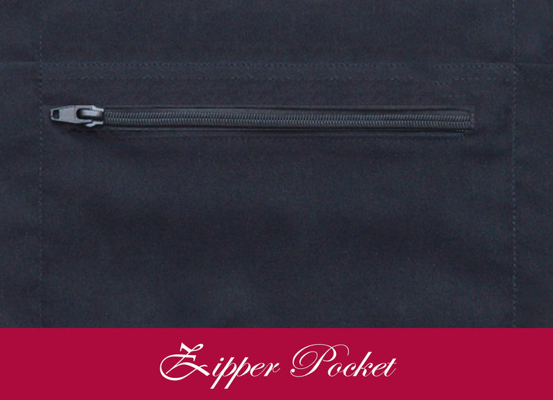 Aprons for Women Men with 7 Pockets – Zipper Pocket - Buckle Closure - Server, Waitress, Hair Stylist, Short Apron Black