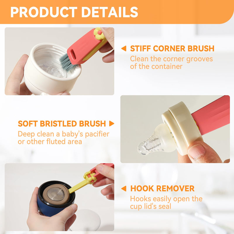 3 in 1 Cup Lid Gap Cleaning Brush Set, Multifunctional Bottle Cleaning Brush, Cup Lid Gap Cleaner, Home Kitchen Crevice Cleaning Brush Tools (Multicolor) Multicolor