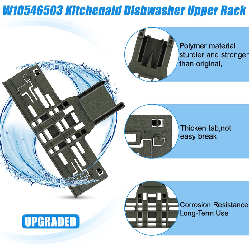 Upgraded WPW10546503 Dishwasher Top Rack Adjuster For Kitchenaid Dishwasher Parts Upper Rack W10546503 Dishwasher Replacement Parts For Whirlpool Kenmore Dishwasher Upper Rack KDTE334GPS0 KDTM354DSS4