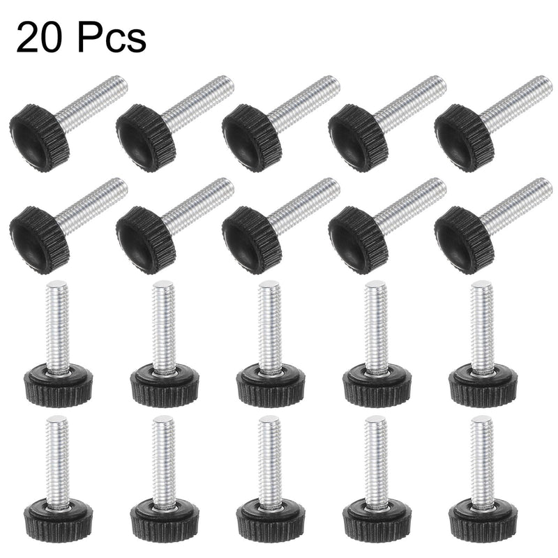 uxcell 20pcs M5 x 20mm Metric Male Thread Knurled Knobs, Thumb Screw Clamping Knobs Grip Plastic Handle Hand Knobs with Threaded Stud, Black