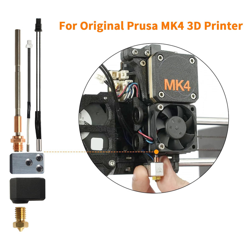 PrusaMK4 XL Hotend Replacement - 3D Printer Accessories: Nextruder Adapter Seperation with Heater Block Silicone Cover Nozzle 0.4mm 100K Thermistor Heating Ceramic Drop in Stock Print Head