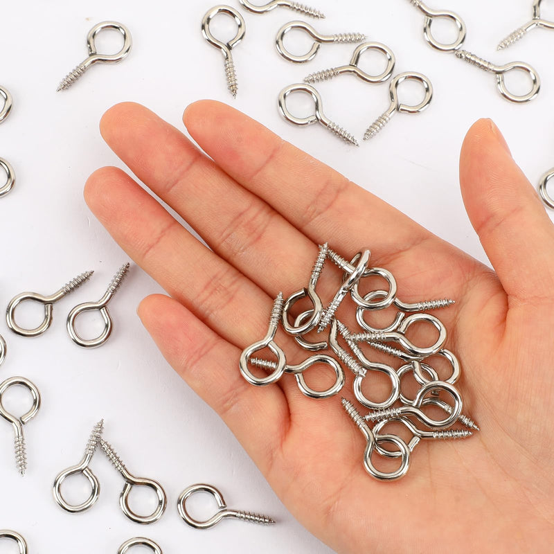 AUGSUN Eye Screws, 150PCS 1 Inch Screw Eyes Hooks Heavy Duty Screw Eyes Bolts Hooks Ring Screws for Wood Hanging Artwork 150