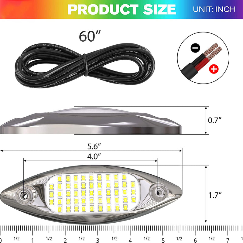 HUSUKU 5.6" Marine Courtesy Indicator Lights, SOOP3 P3-1 51LED 1800LM IP68 Shuttle Type Boat LED Transom Light Surface Mount for Yacht Pontoon Kayak Stern Deck Cabin Fishing (2 x Green lights)