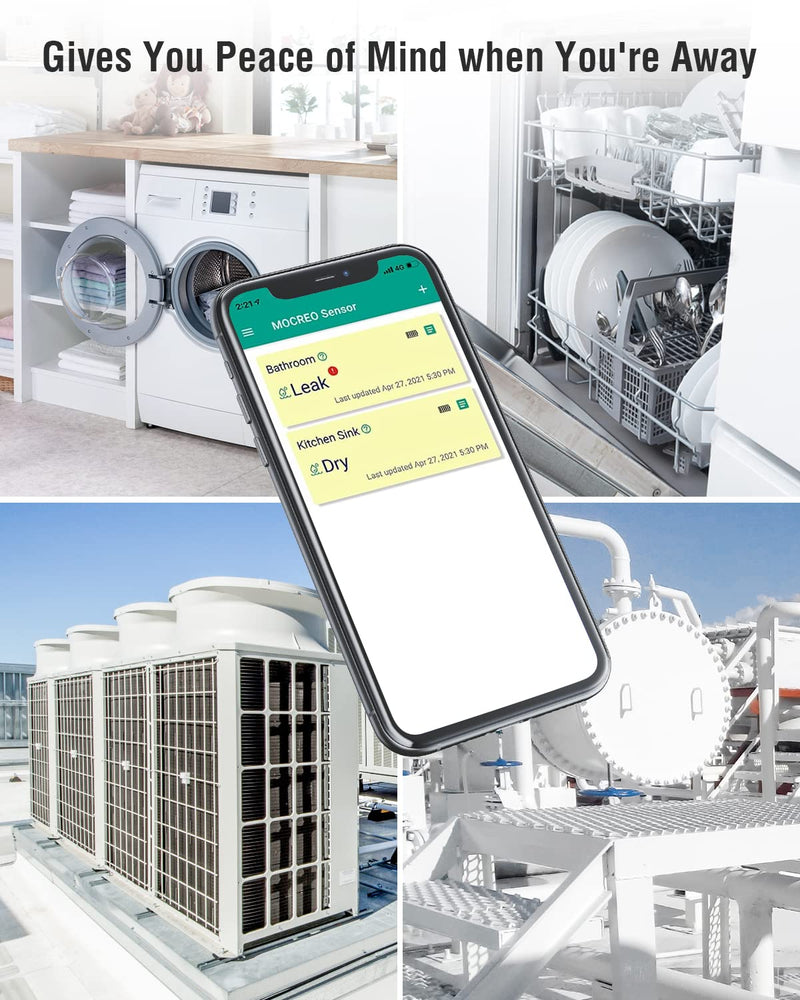SW2 Water Leak Detector Sensor with 95dB Alarm, No Subscription Fee, Home Wireless Flood Monitor for Basement, Laundry, Pipe Leakage, Sink Overflow(MOCREO Hub Required)
