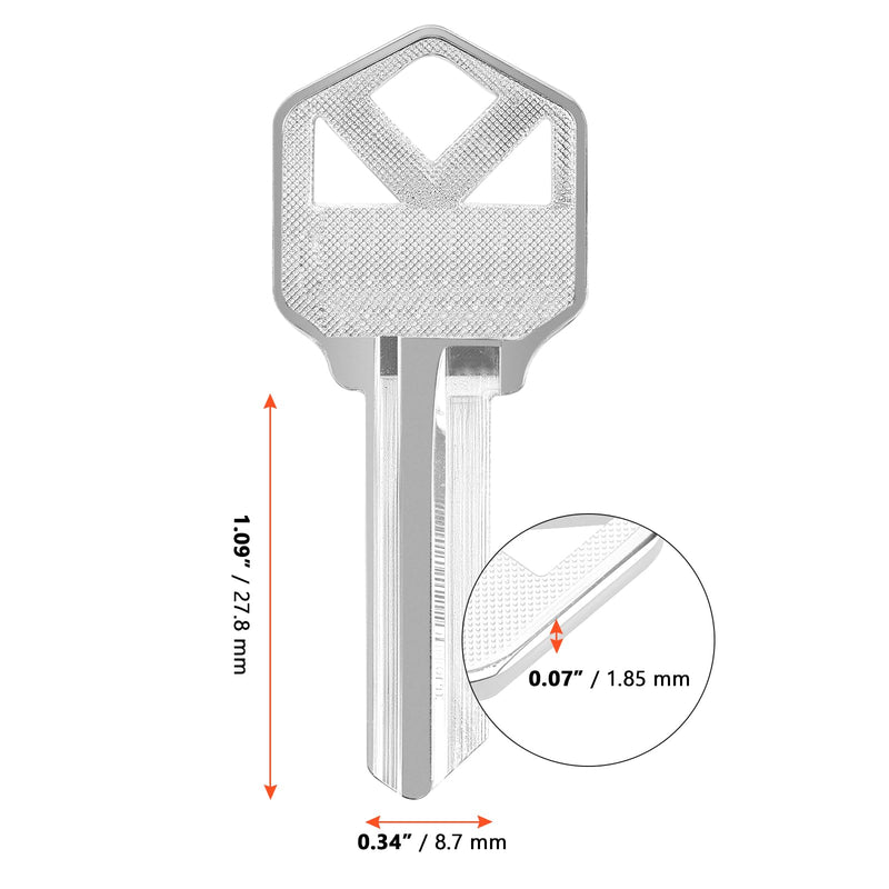 SINJEUN KW1 Blank Key Blanks, Pack of 200 Uncut Blank Keys, Premium Brass Blank Keys for Home and Professional Use, Silver