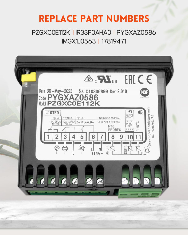 Digital Temperature Control Thermostat for PZGXC0E112K with Temperature Sensor Probes 115，Fit for Carel/ Main Street Equipment BMR-23-F BMR-49-F