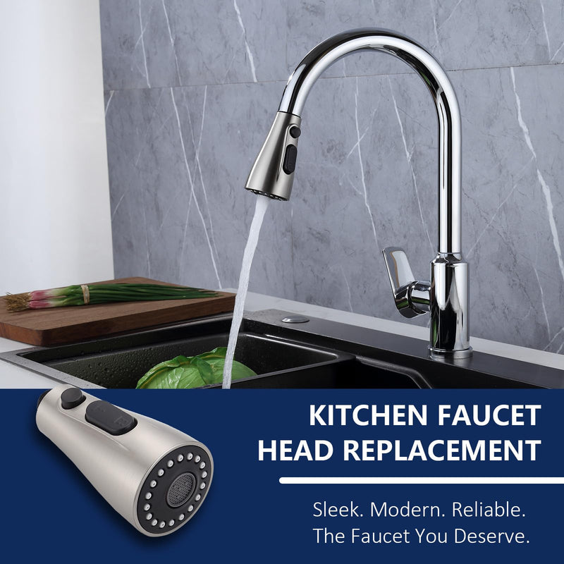 Kitchen Faucet Head Replacement Compatible with Moen 191004 – Durable ABS & Silicone Nozzle for Easy Installation and Limescale Prevention (Brushed Nickel) Brushed Nickel