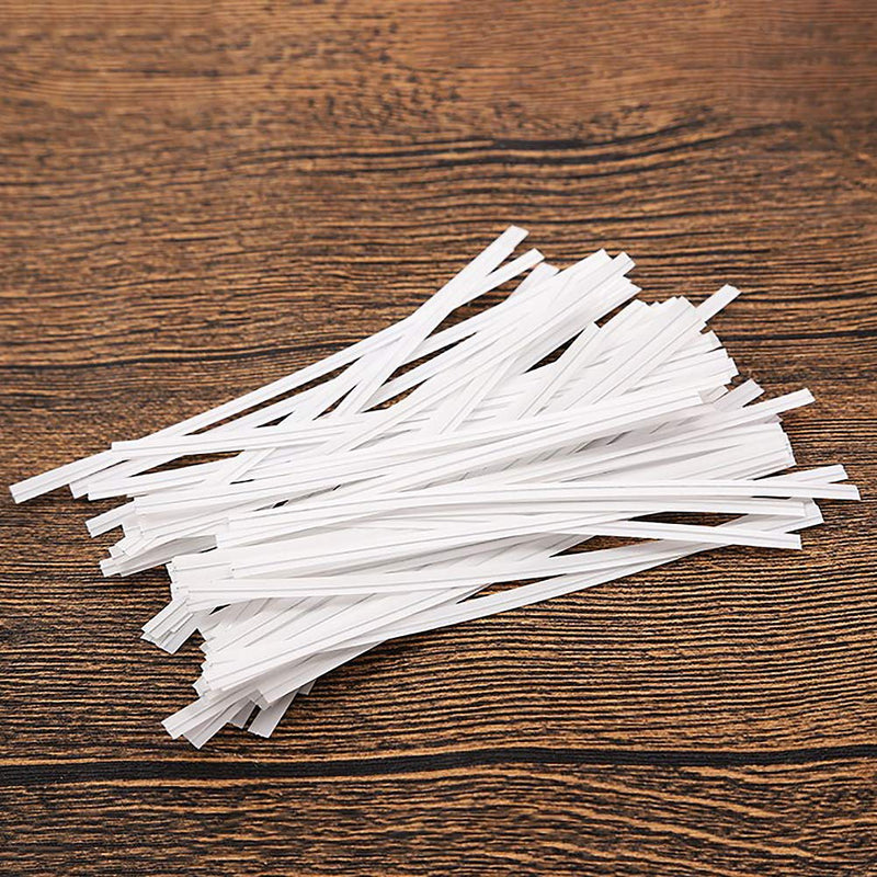CandyHome 1000 Pcs 6" Paper White Twist Ties Reusable Bread Ties for Party Cello Candy Coffee Bags Cake Pops