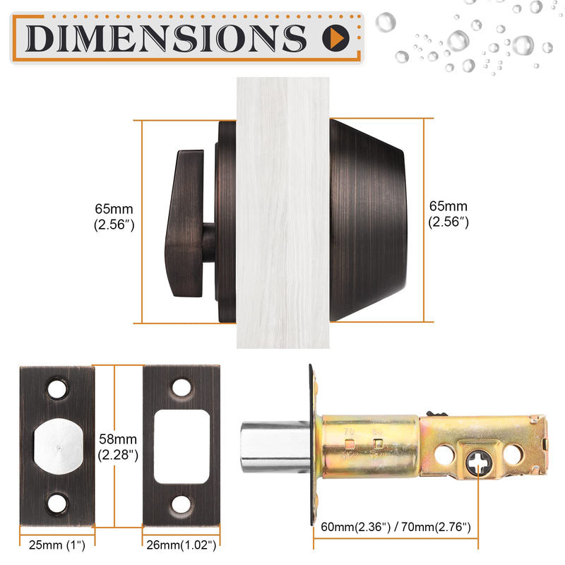 Probrico Keyed Alike Single Cylinder Deadbolts Oil Rubbed Bronze(Combo Packs), One Side Keyed Deadbolts, Interior& Exterior Door Lock for Entrance Lock and Front Gate, 4 Pack