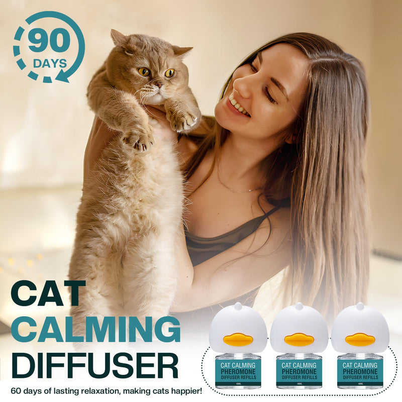 Cat Calming Diffuser 6 in 1 Multicat Calming Pheromones Diffusers Relief Scratching 90 Days Calm Relaxing Pheromone for Cats kit 48ml Refill Fits