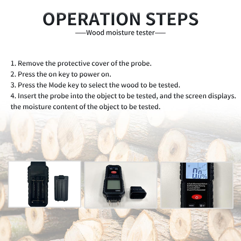 Digital Wood Moisture Meter Checker,Pin-Type Wood Moisture Tester for Lumber,Firewood,Decks,Paper,Floor,Water Leak Detector,Damp Humidity Tester,Hygrometer