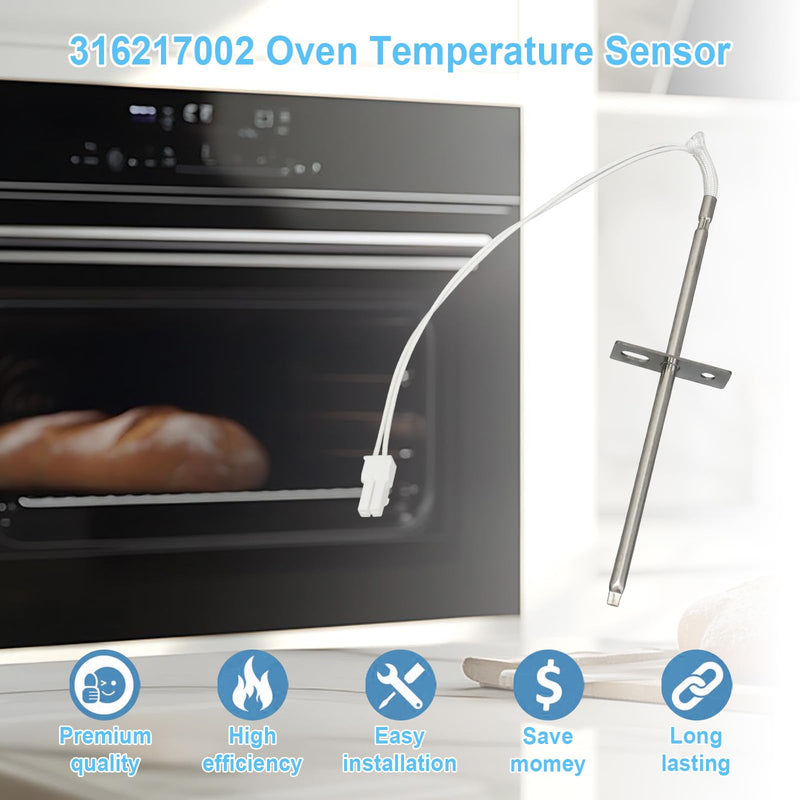 316217002 Oven Temperature Sensor Probe Compatible with Frigidaire Kenmore Electrolux Oven Replaces AP3363354, 1015027, 08017097, 316111201, 316111203,318087600