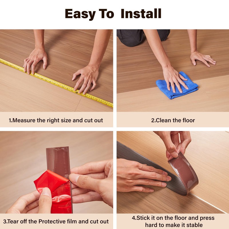 INMOZATA 4Ft Floor Transition Strip, Self Adhesive Vinyl Cover Floor Strip Laminate Flat Divider Flooring for Joining Floor Gaps, Carpet, Threshold Cover, Doorway Transitions Strip(Walnut) Walnut 1