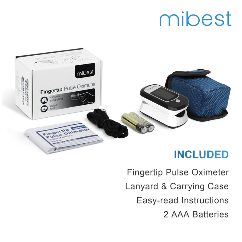 Mibest CN368R Bluetooth Pulse Oximeter - Blood Oxygen Saturation Monitor with App - SpO2, Pulse Rate, Respiration Rate, Plethysmograph and PI - Compatible with iOS & Android Smartphones - Free App