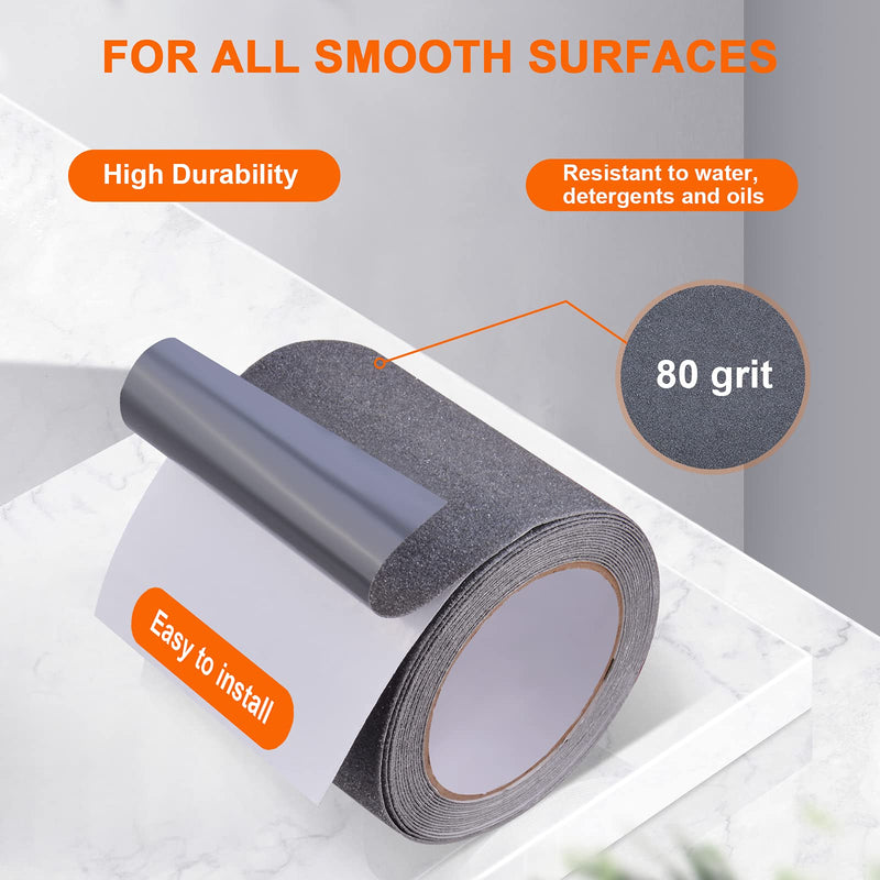 Qingluan Grip Tape, Heavy Duty Anti Slip Tape for Stairs Outdoor/Indoor Waterproof 1" x 65 ft, Safety Non-Slip Roll for Stair Step Traction Treads Stair Non Slip Strips Grey 1 Inch x 65 Feet