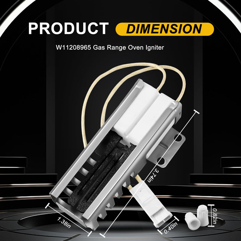 W11208965 Gas Range Oven Igniter for Whirlpool Amana Gas Range/Oven Models WFG320MOBS3 WFG505M0BS3 WFG505M0BS0 WFG505M0BS0 WFG505M0BS1 - Replace W11613927 W11506321 4977065 AP7193166 EAP16744629