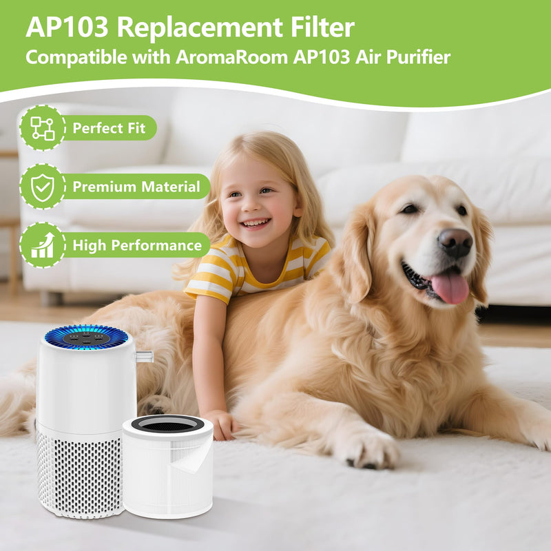 AP103 Replacement Filter Compatible with AromaRoom AP103 Air Purifiers Basic Filter 2-Pack