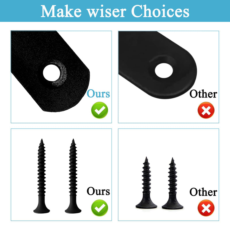 8PCS 3.80” x 0.75” Black Straight Flat Brace, Stainless Steel Sturdy Bracket, Metal Strap for Wood Furniture Chair with 32PCS Screws 3.80 x 0.75 x 0.12 inch