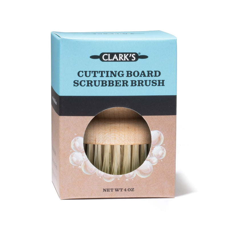 CLARK'S Cutting Board Oil Scrub Brush - Round Wood Applicator for Food Grade Mineral Oil and Wax on Wooden Bamboo, Cast Iron, and Utensils – USA Maple Construction – Kitchen Countertops Food Safe Small