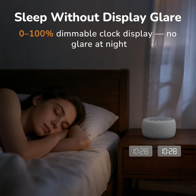 Buffbee Alarm Clock with Sound Machine for Bedrooms – 2-in-1 White Noise Machine for Sleep, Gentle Wake-Up with Soft Alarm Sounds, Ambient Night Light, Plug-in, Sleep Better, Wake Gently Fog Standard (Plug-in + 2-in-1)