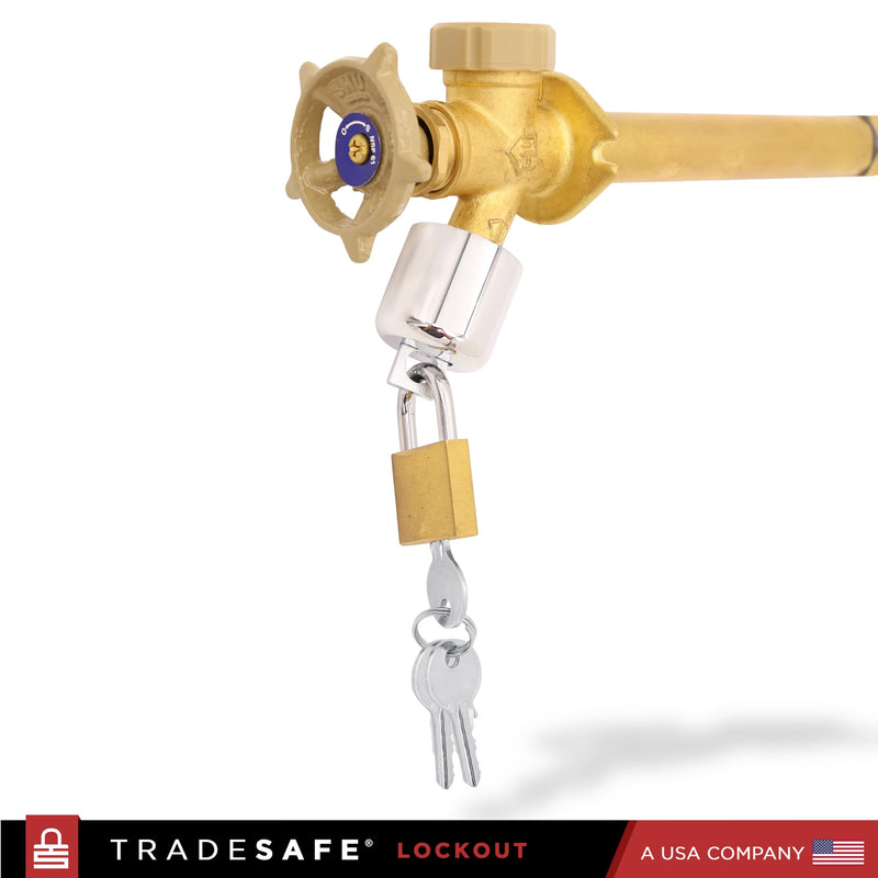 TRADESAFE Water Spigot Lock - Premium Hose Bib Lock, Faucet Locks Outdoor with Keyed Padlock, Outdoor Faucet Lock, Durable Outside Faucet Child Lock, Prevent Water Theft, Unauthorized Water Use