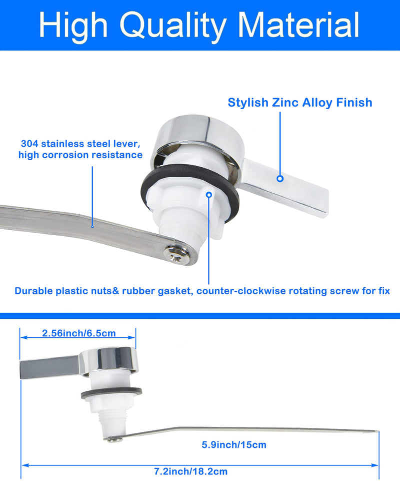 Toilet Flush Lever Handle Replacement, Universal Front Mount Toilet Tank Flush Lever Fit for Kohler 1034693-BN/GP1034693-CP Cimarron Trip Lever, Polished Chrome (Front Mount)