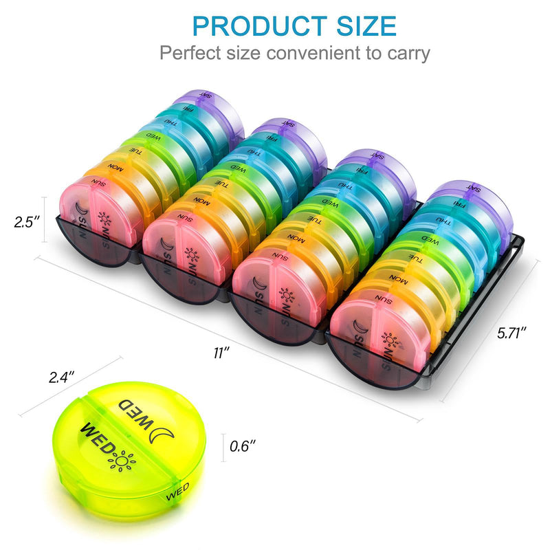 ［Upgrade］ Monthly Pill Organizer 2 Times A Day,One Month Box AM PM,Daily Cases Large 4 Week,Medication 28 Days Dispenser for Pills,Fish Oils, Vitamin,Supplement(Rainbow)… Rainbow