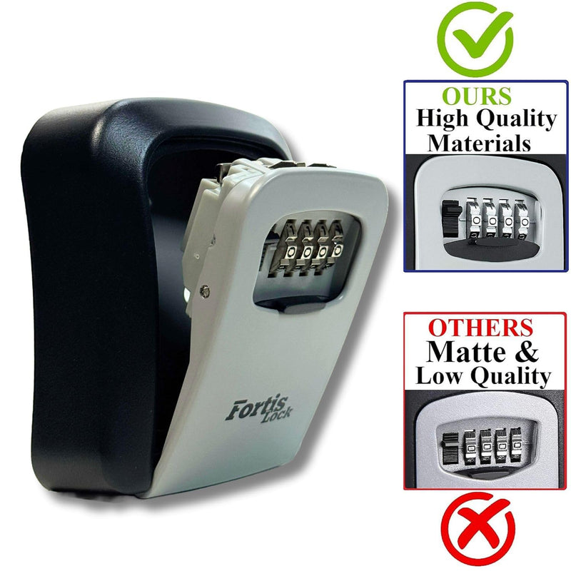 Lock Box for Keys with Code, Wall Mount Key Lock Box Combination, 4-Digit Resettable, Weather-Resistant Outdoor Lockbox for Keys, Large Capacity Key Safe