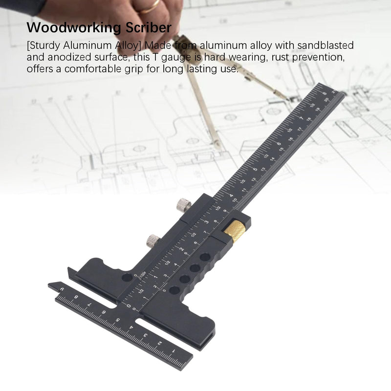 T Ruler Sturdy Aluminum Alloy, Customizable Stopper, Multi Functional T Shaped Woodworking Ruler for Woodworking Measuring Marking, Aluminum Alloy Material