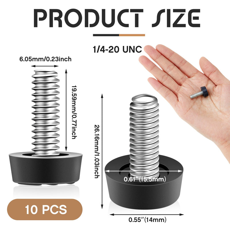 1/4-20 UNC Thread Adjustable Furniture Levelers Screw in Galvanized Steel Glide Furniture Leveling Feet Screw on Floor Leveler for Table,Chair, Cabinet, Patio Workbench Legs(10 Pack) 10