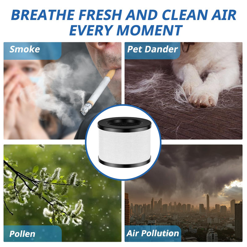 2 Pack TZ-K1 Replacement Filter Compatible with ToLife TZ-K1 Air Puri-fier, MK01 MK06 and FreAire KN6391 Air Purifi-ers, 3-in-1 H13 HEPA Filter, Activated Carbon and Pre-filter, 360° Rotating Filter White-2 Pack