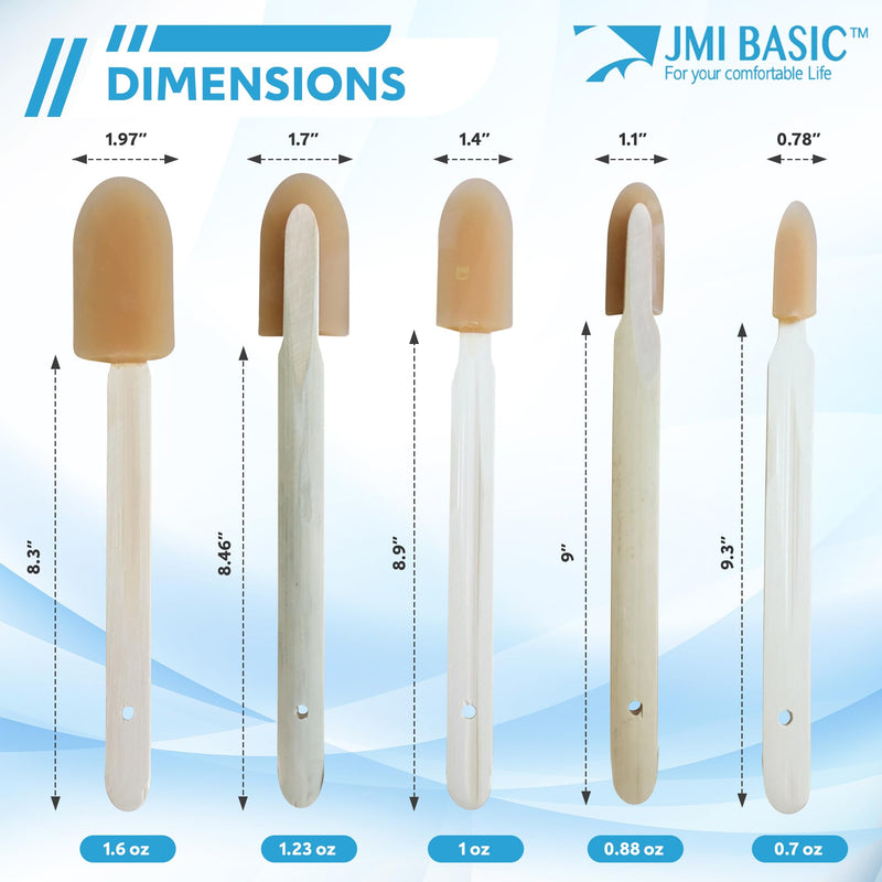 JMIBASIC Silicone Caulk Finishing Tool - Assorted 5 Size Sets - Premium Smooth Rubber Spatula Finisher - Easy Caulking Tool - Grout sealer Applicator (Wood) Wood