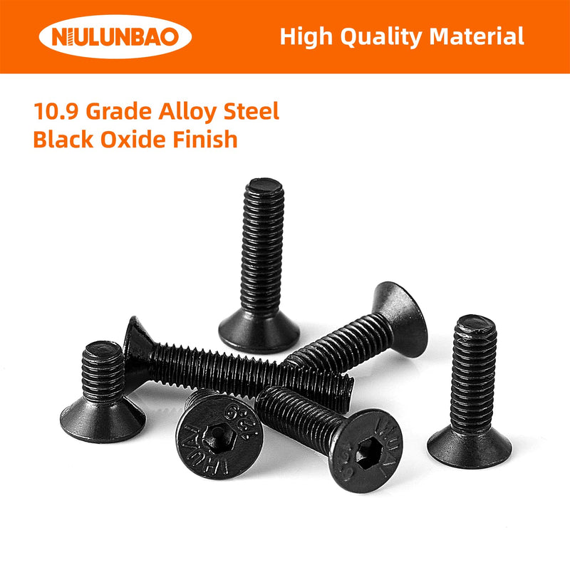 M3 x 6mm 8mm 10mm 12mm 16mm Flat Head Socket Cap Screws Countersunk Bolts, 10.9 Grade Alloy Steel, Black Oxide Finish, Metric Allen Hex Drive, Fully Threaded, Assortment Kit 250PCS M3 x 6/8/10/12/16mm(250PCS)