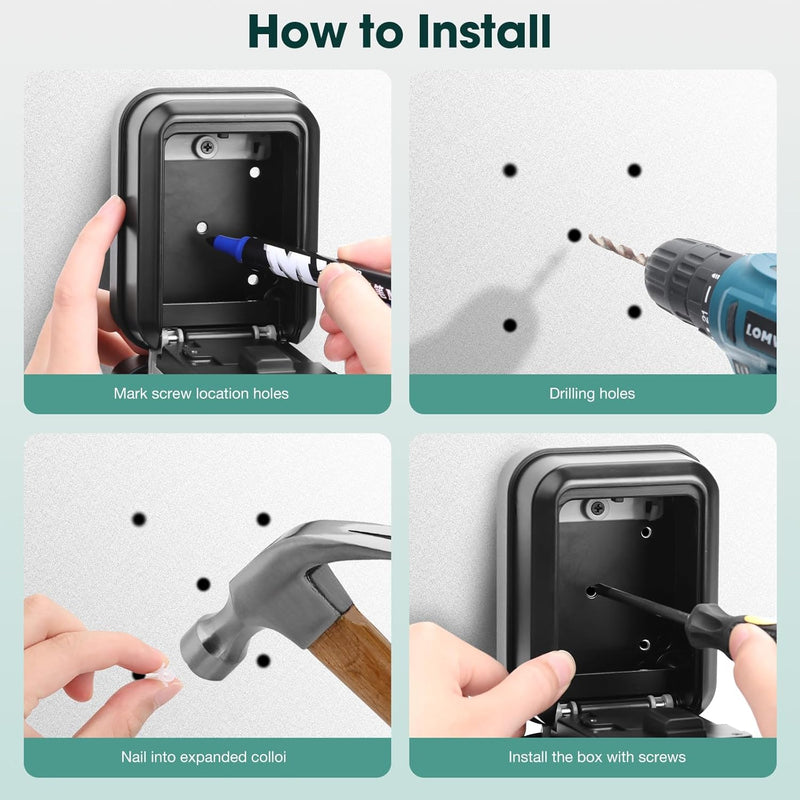 Smart Key Lock Box Electronic Bluetooth Lock Box with Tuya APP Control & PIN Code Types,Share eKey Wall Mounted Lock Box for Airbnb Realtor House Office