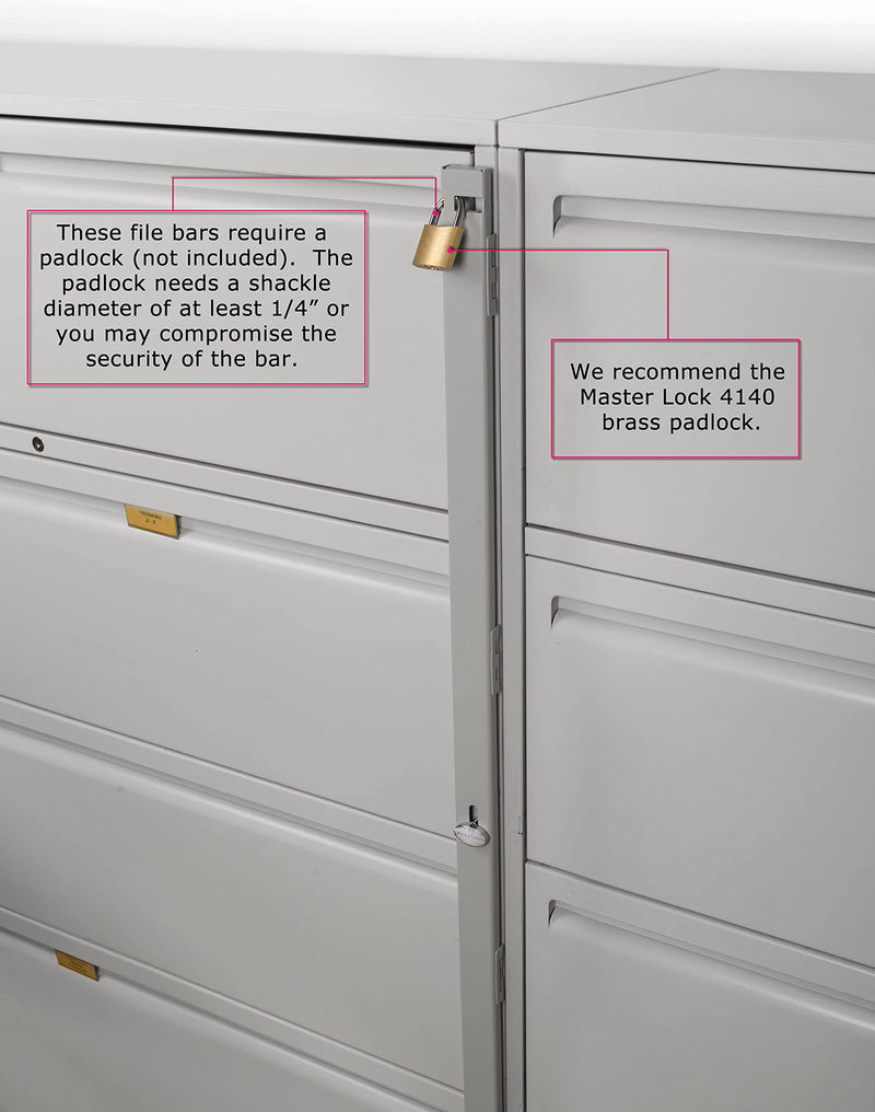 File Cabinet Locking Bar. Fits 4 Drawer File Cabinets. Includes Cobalt Drill Bit. (Beige) Beige