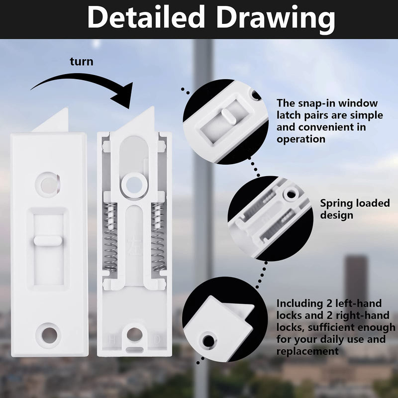 Window Latch Locks Window Parts and Hardware Window Tilt Latch Plastic Construction, Spring Loaded, 2 Inch Hole Center Spacing Sliding Lock Replacement (12 Pieces) 12