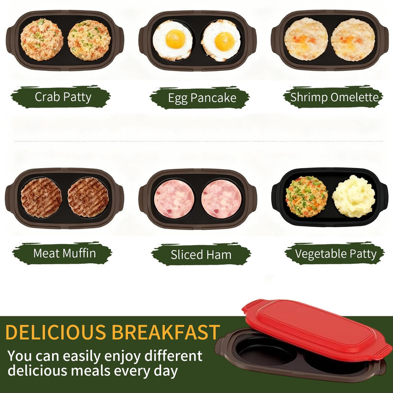 Microwave Egg Cooker – Microwave Egg Fryer, Omelette Maker for 2 Eggs, Non-Stick, Quick & Easy Egg Cooker for Breakfast, BPA-Free, Dishwasher Safe, Portable for Dorms, Offices, and Travel