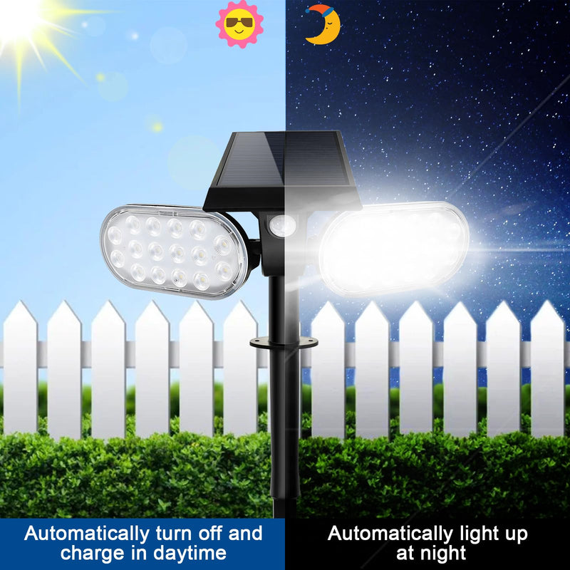 EMANER Motion Solar Lights Outdoor, Solar Floodlight, Stay On or Motion Sensor Mode, Dusk to Dawn Security Light, Landscape Spotlights for Garage Fence Driveway Solar Powered, 2-Pack