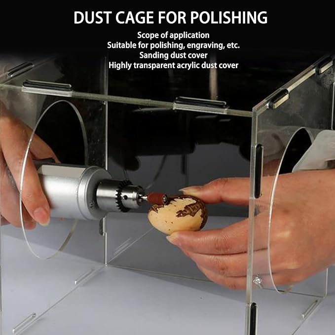 Sealed Grinding Dust Box, 2 Hole Grinding Dust Box 7.9x7.9x7.7 Inch Detachable Design Grinding Dust Box Cover Polishing Work Box - NewNest Australia