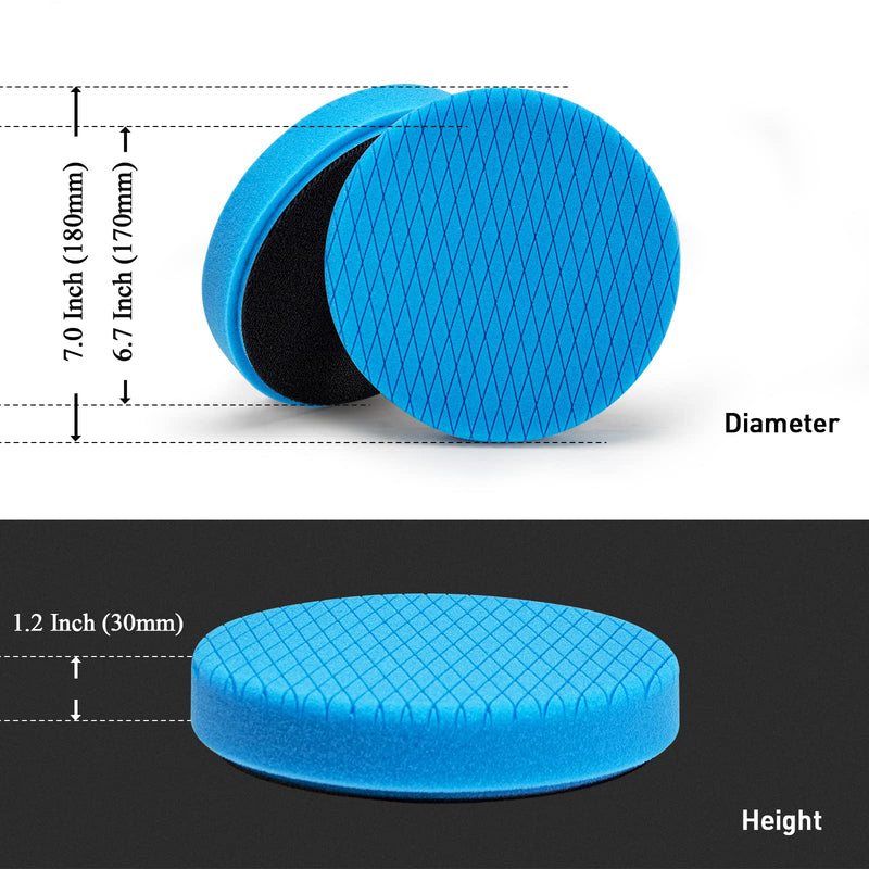 Autolock 7" Buffing Polishing Pads, 6 Pcs 7 Inch 180mm Face for 6.7 Inch Backing Plate, Compound Buffing Sponge and Woolen Pads, Cutting Polishing Pad Kit for Car Buffer Compounding, Polish and Wax 7Inch 6Pcs